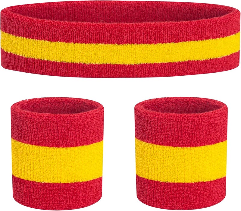FACATH Sweatbands Headband and Wrist Set, Cotton Sweat Band for Athletic Men and Women, Sweatbands Sports Headbands for Working Out, Running, Basketball, Tennis, Yoga - Image 1